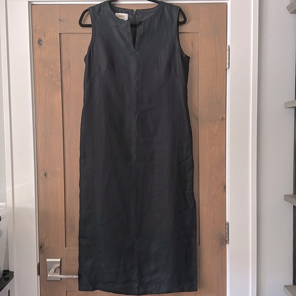 Talbots Black Irish Linen Maxi Dress Womens 12P Straight Fit Sleeveless 90’s VTG - Picture 1 of 10